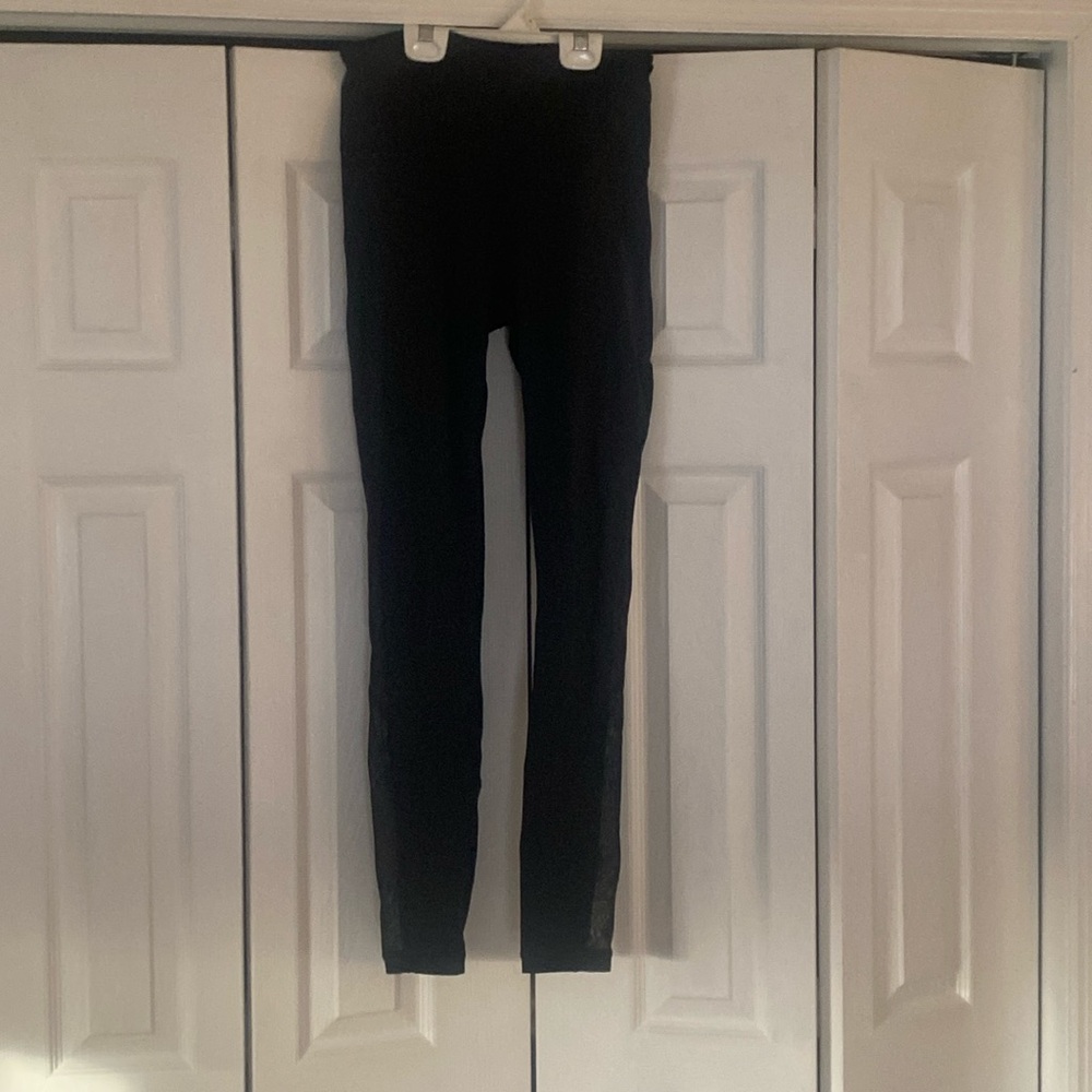 Lululemon black leggings with sheer stripe on sides